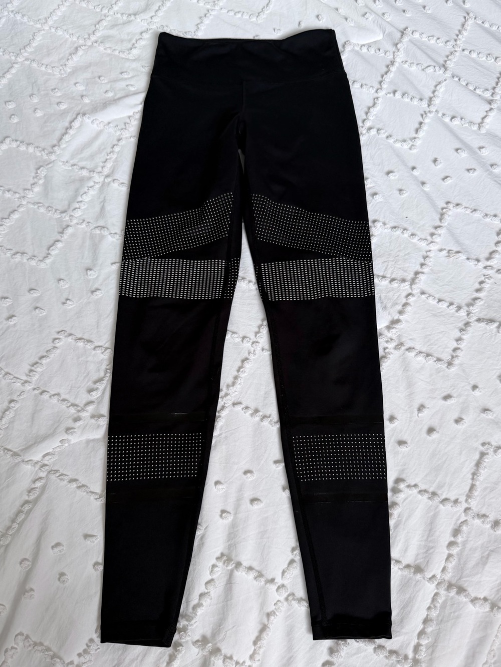 Lilybod Black High Waisted Leggings XS Dot Panel Detail